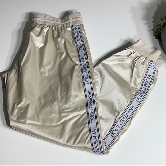 Vintage Y2K Dolce Gabbana Insulated Gold Windbreaker 90s Pants logo Women’s 10 - Picture 1 of 7